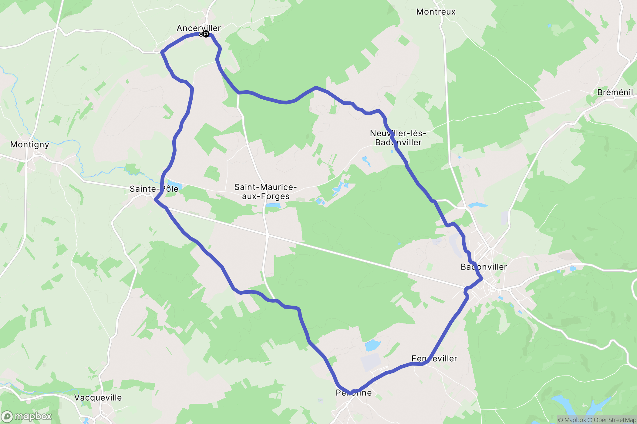 Ancerviller : carte du parcours de randonnée - France
