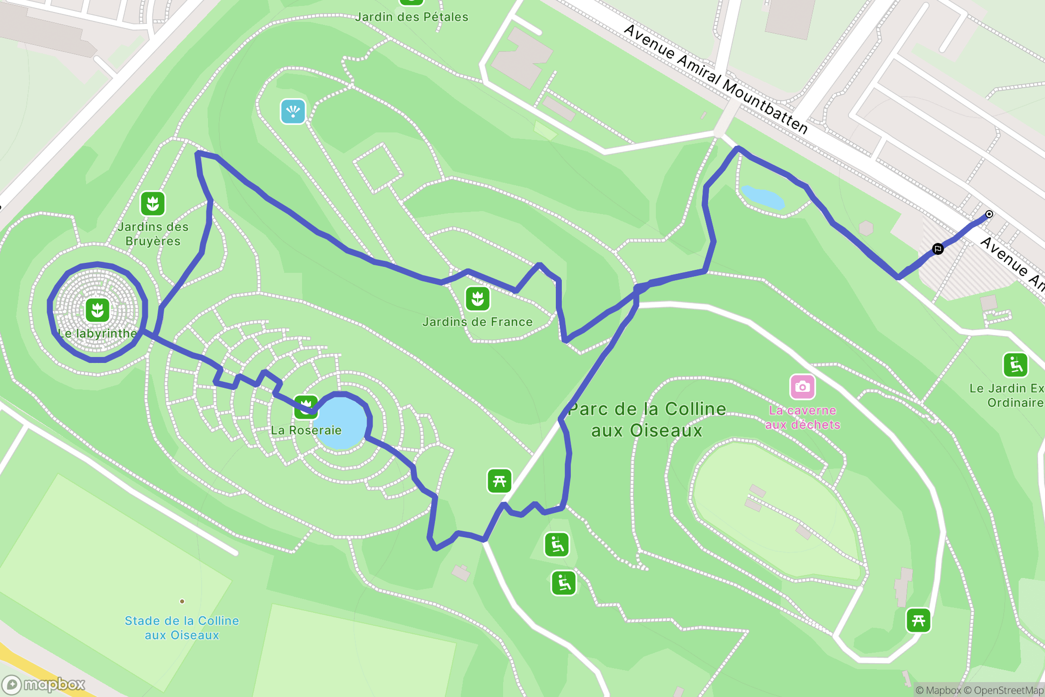 Caen : carte du parcours de randonnée - France