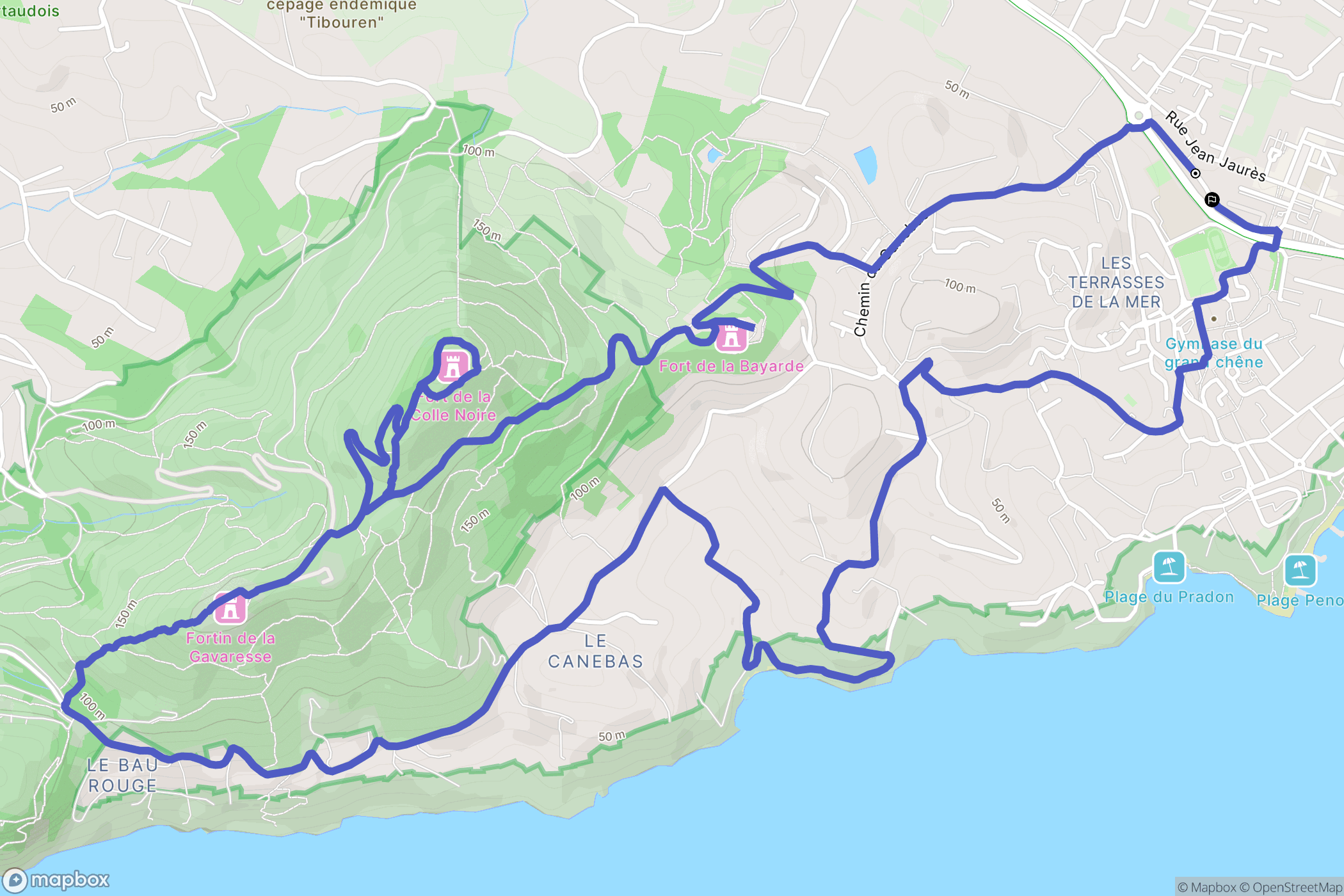 Carqueiranne : carte du parcours de randonnée - France