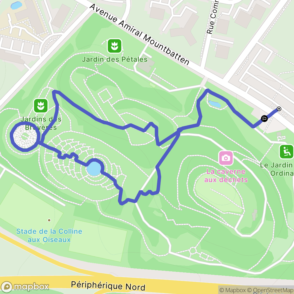 Caen : carte du parcours de randonnée - France