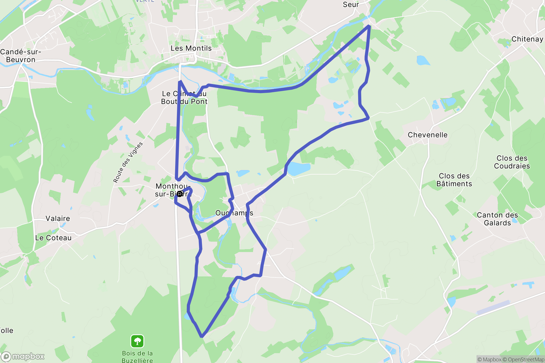 Monthou-sur-Bièvre : carte du parcours de randonnée - France