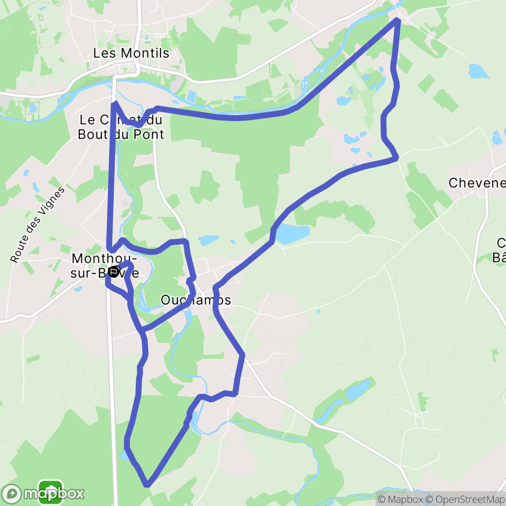 Monthou-sur-Bièvre : carte du parcours de randonnée - France