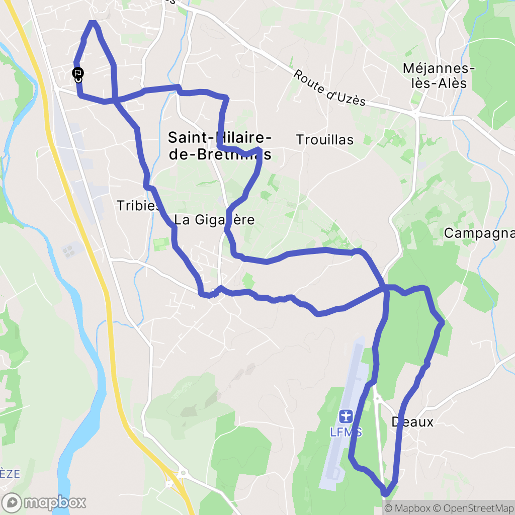 Saint-Hilaire-de-Brethmas : carte du parcours de randonnée - France