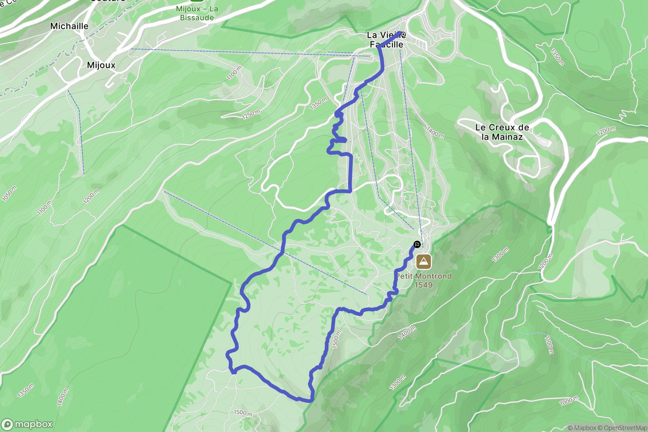 Mijoux : carte du parcours de randonnée - France