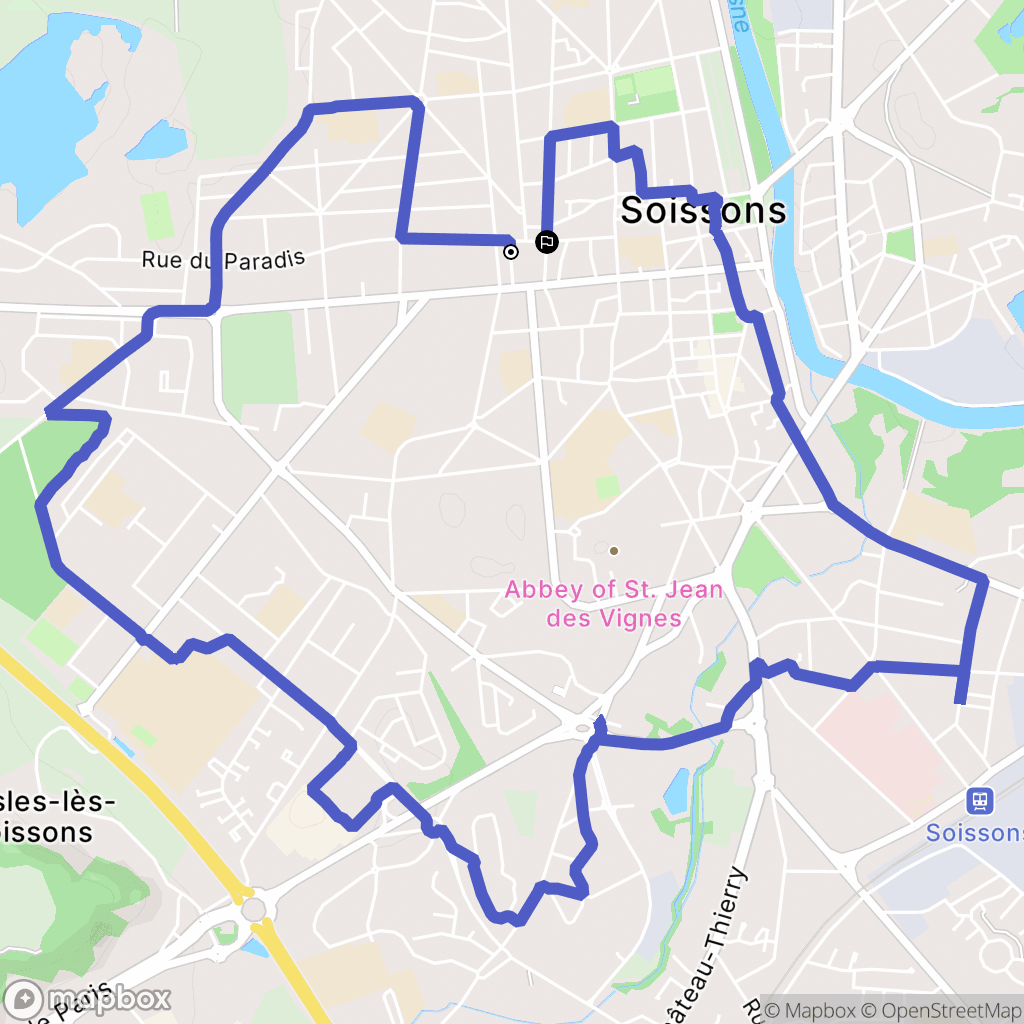Soissons : carte du parcours de randonnée - France
