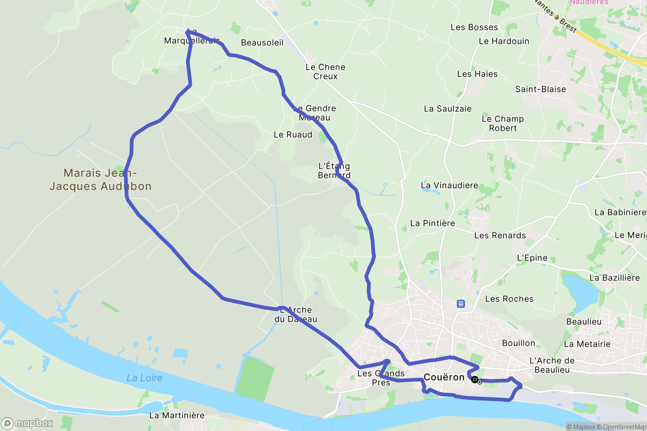 Couëron : carte du parcours de randonnée - France