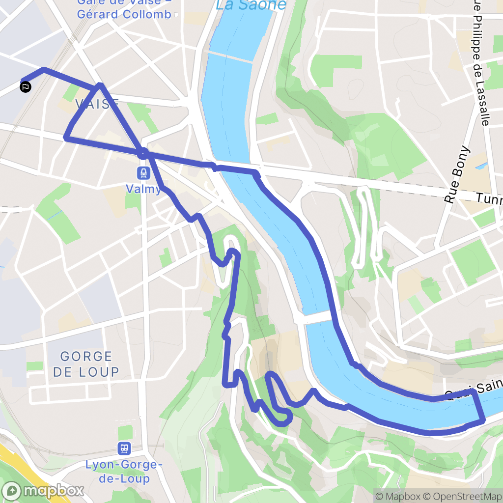Lyon : carte du parcours de randonnée - France