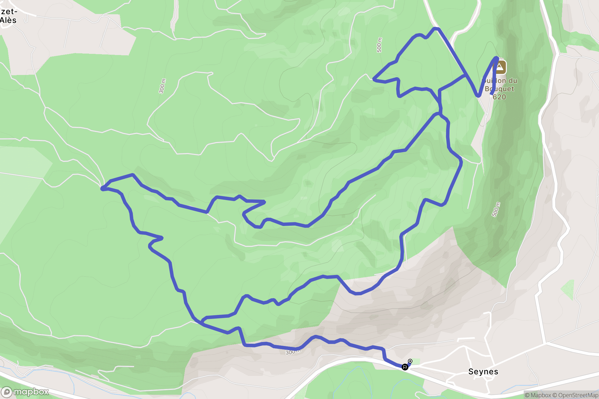 Seynes : carte du parcours de randonnée - France