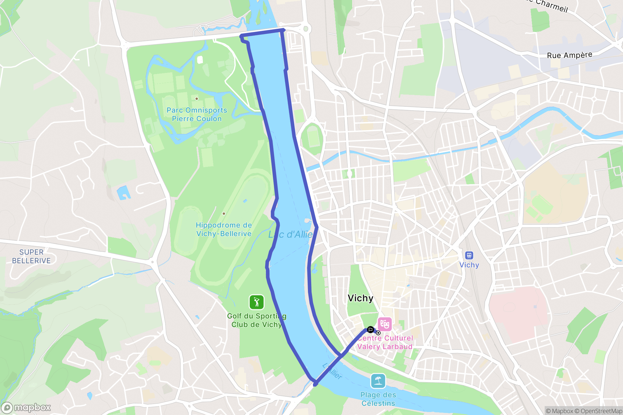 Vichy : carte du parcours de randonnée - France