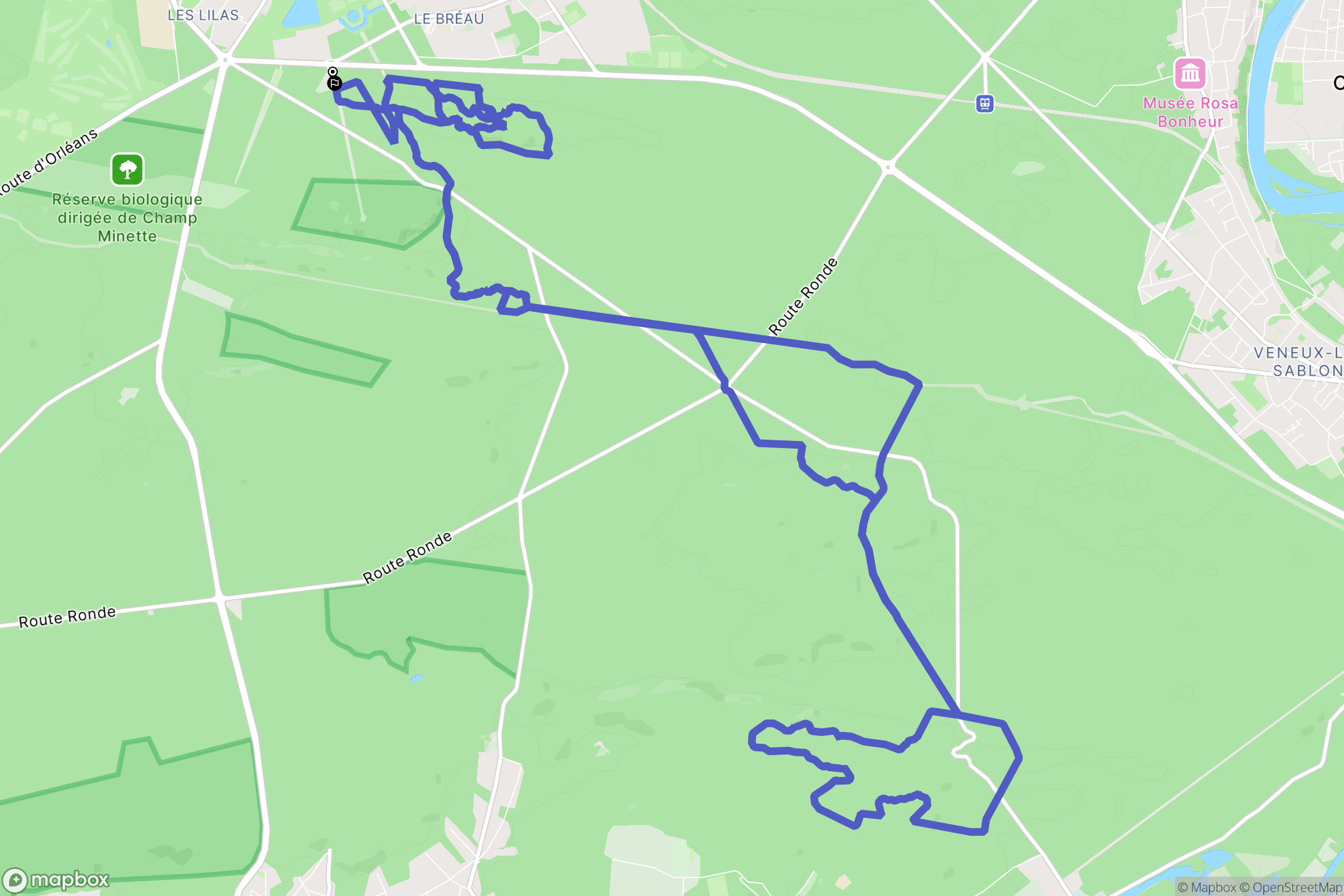 Fontainebleau : carte du parcours de randonnée - France