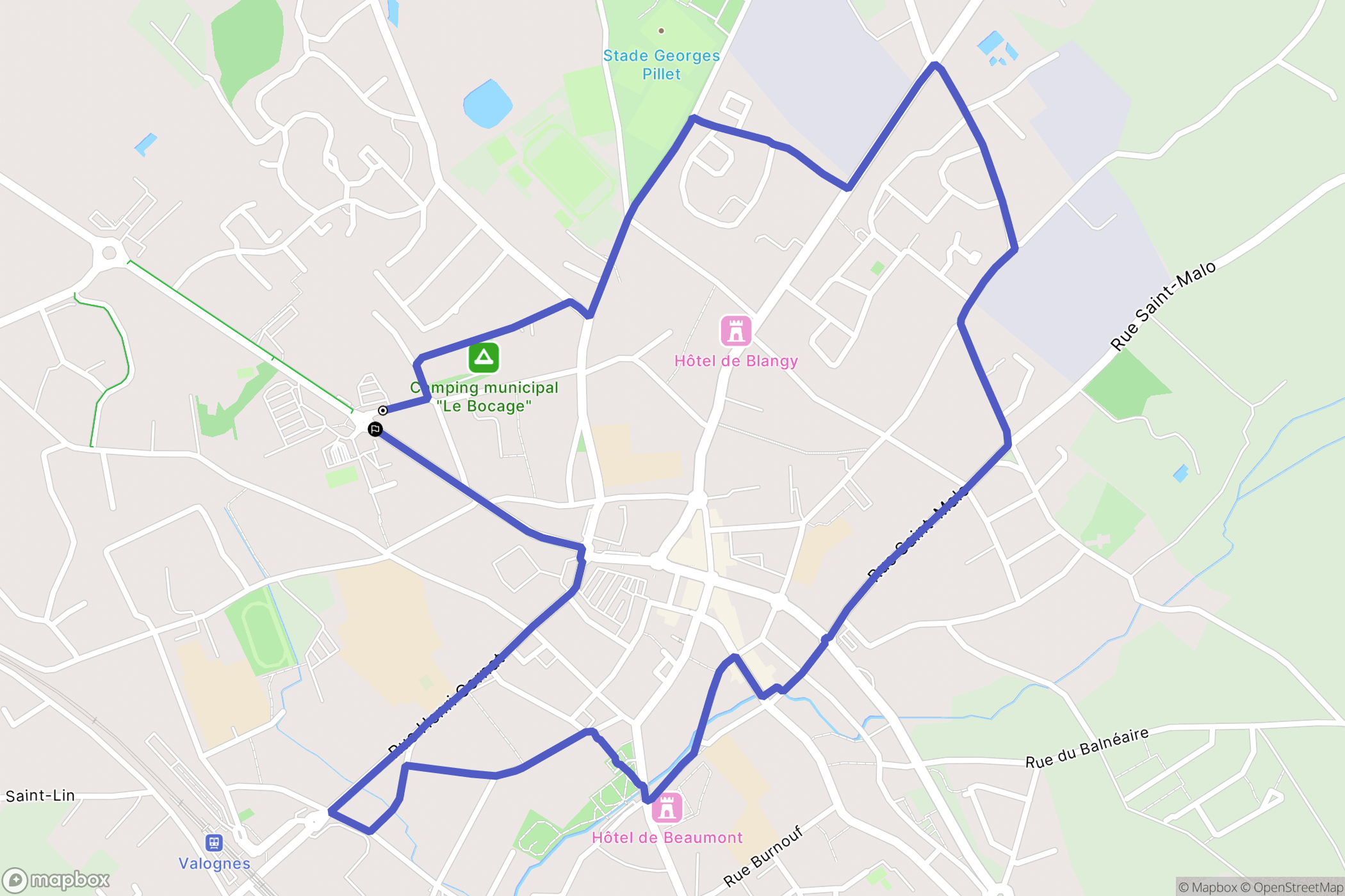Valognes : carte du parcours de randonnée - France