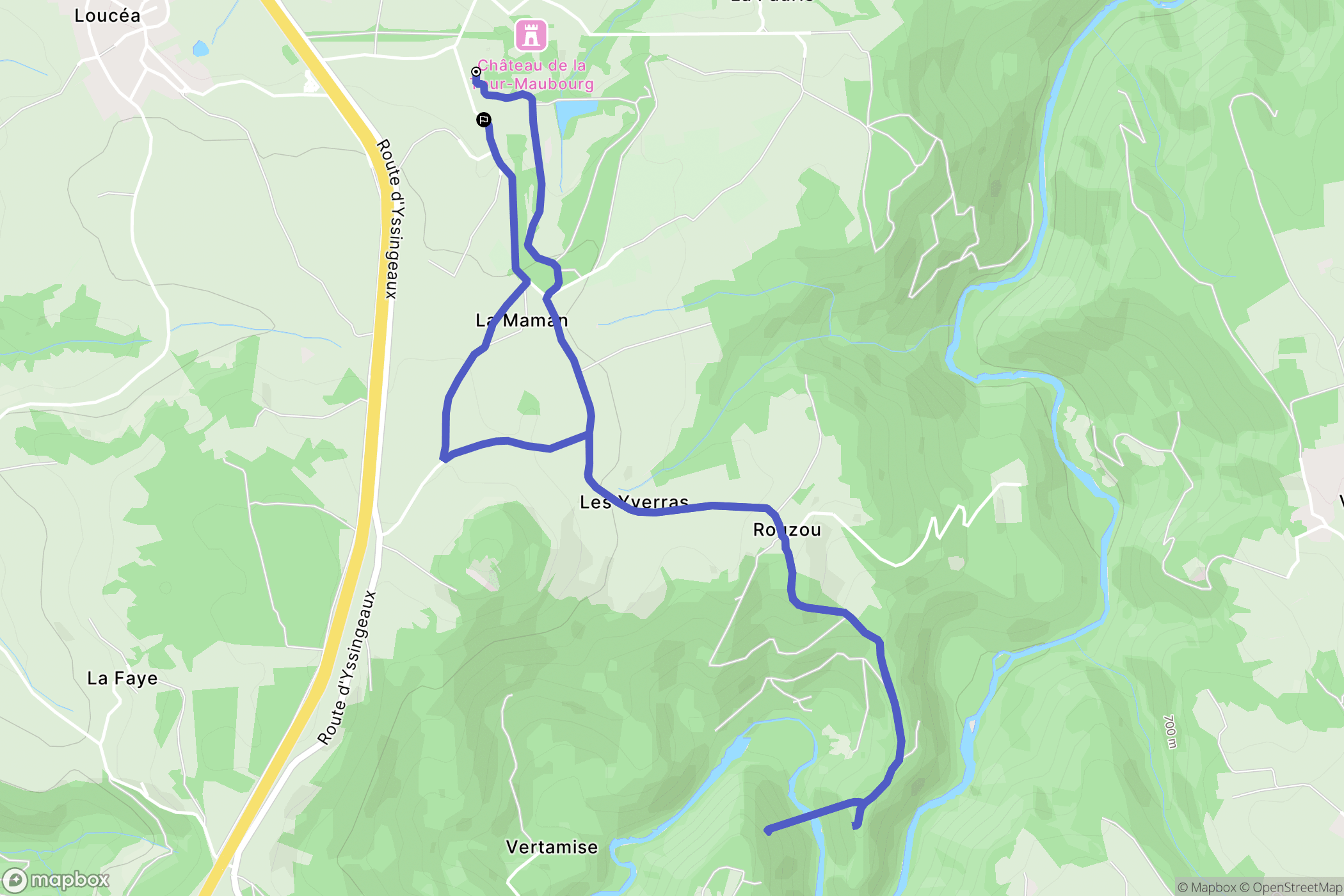 Loucéa : carte du parcours de randonnée - France