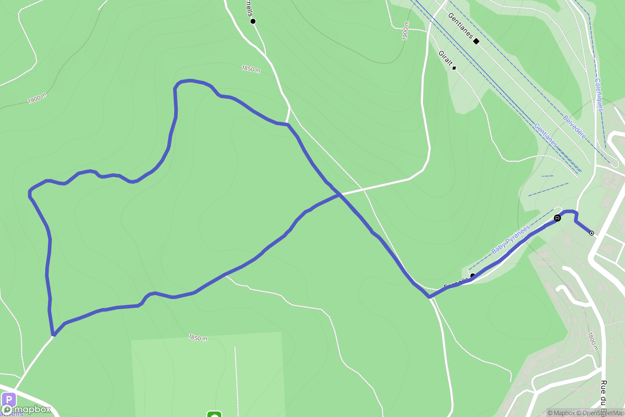Bolquère : carte du parcours de randonnée - France