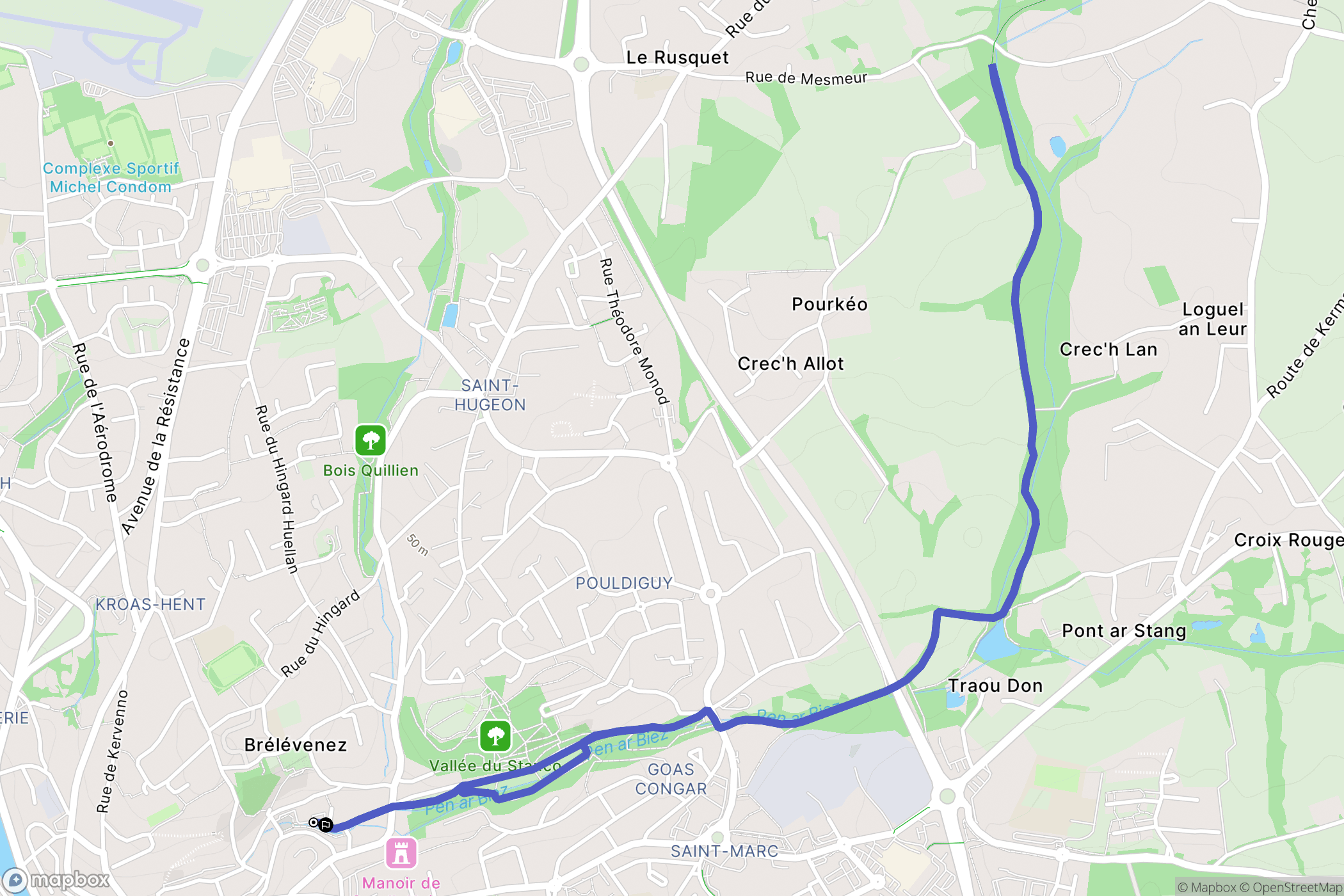 Lannion : carte du parcours de randonnée - France