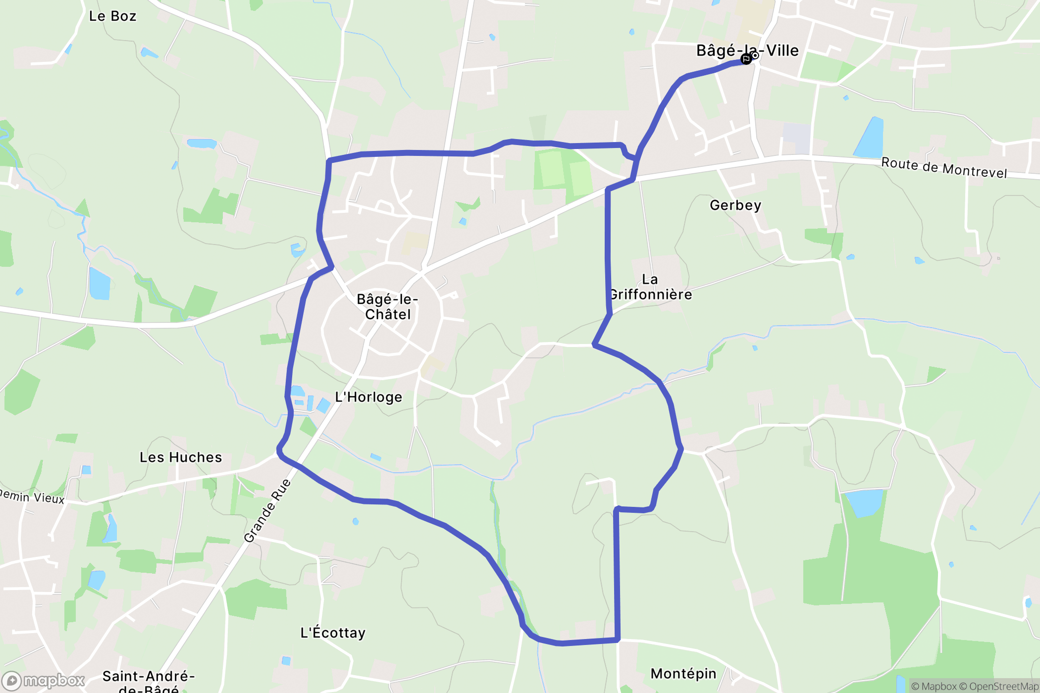 Bâgé-Dommartin : carte du parcours de randonnée - France
