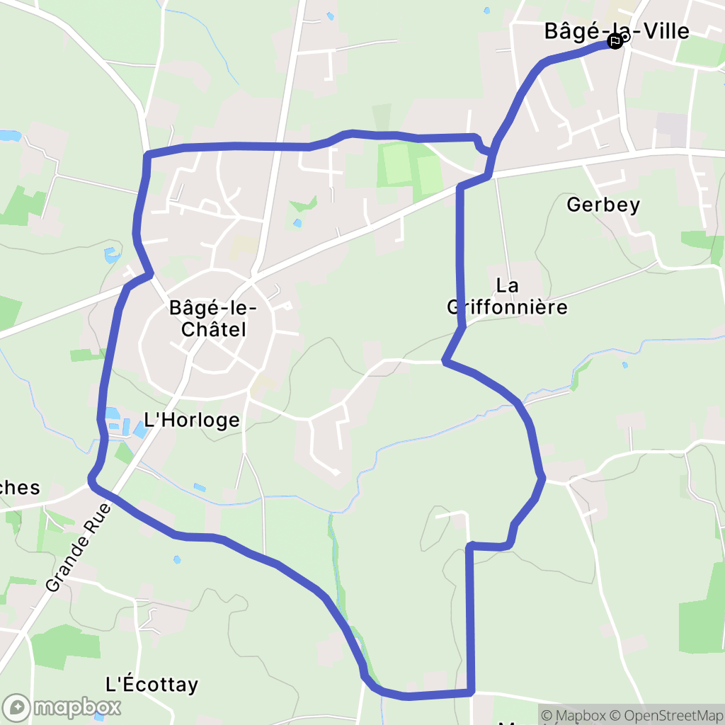 Bâgé-Dommartin : carte du parcours de randonnée - France