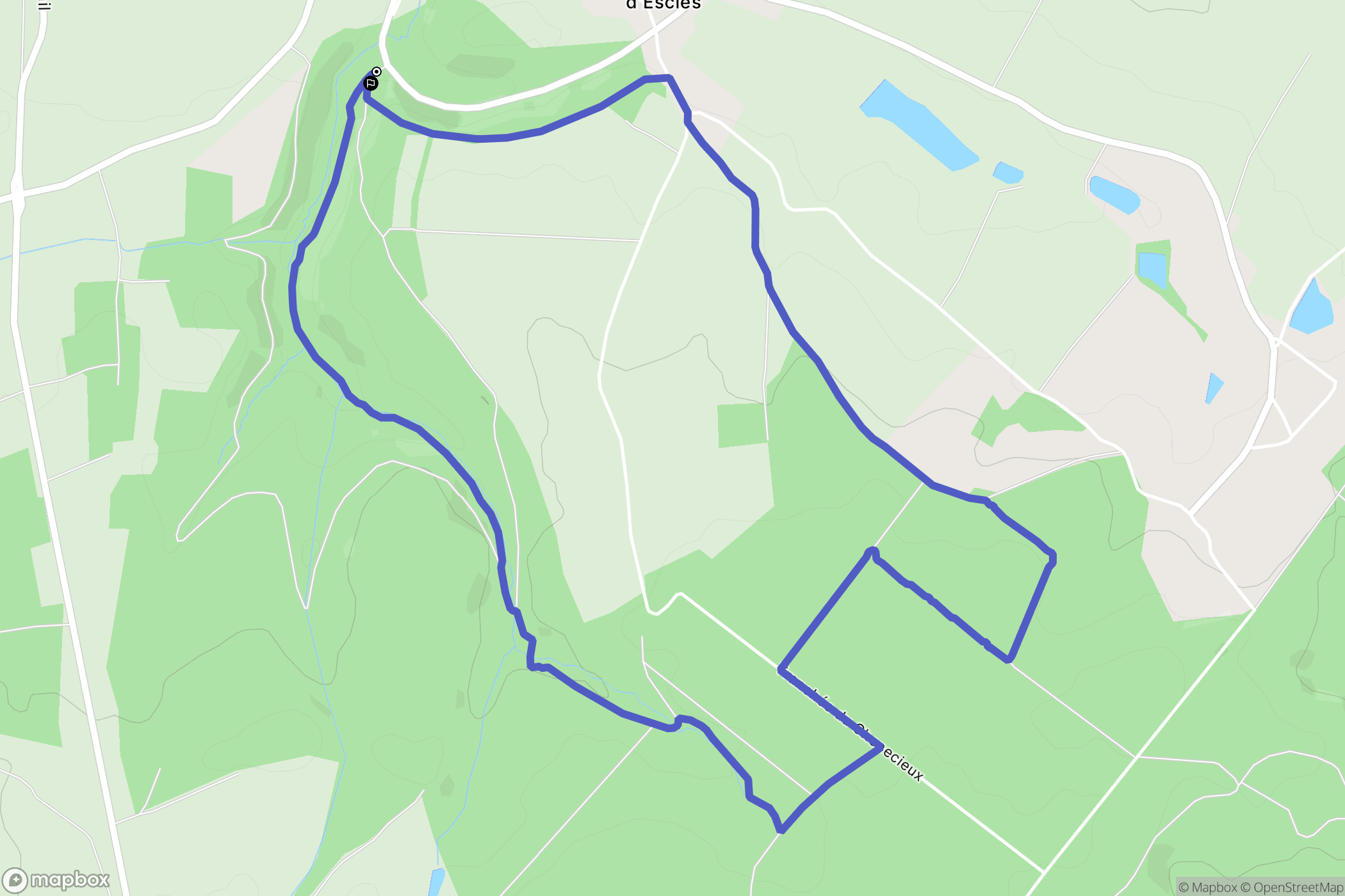 Escles : carte du parcours de randonnée - France