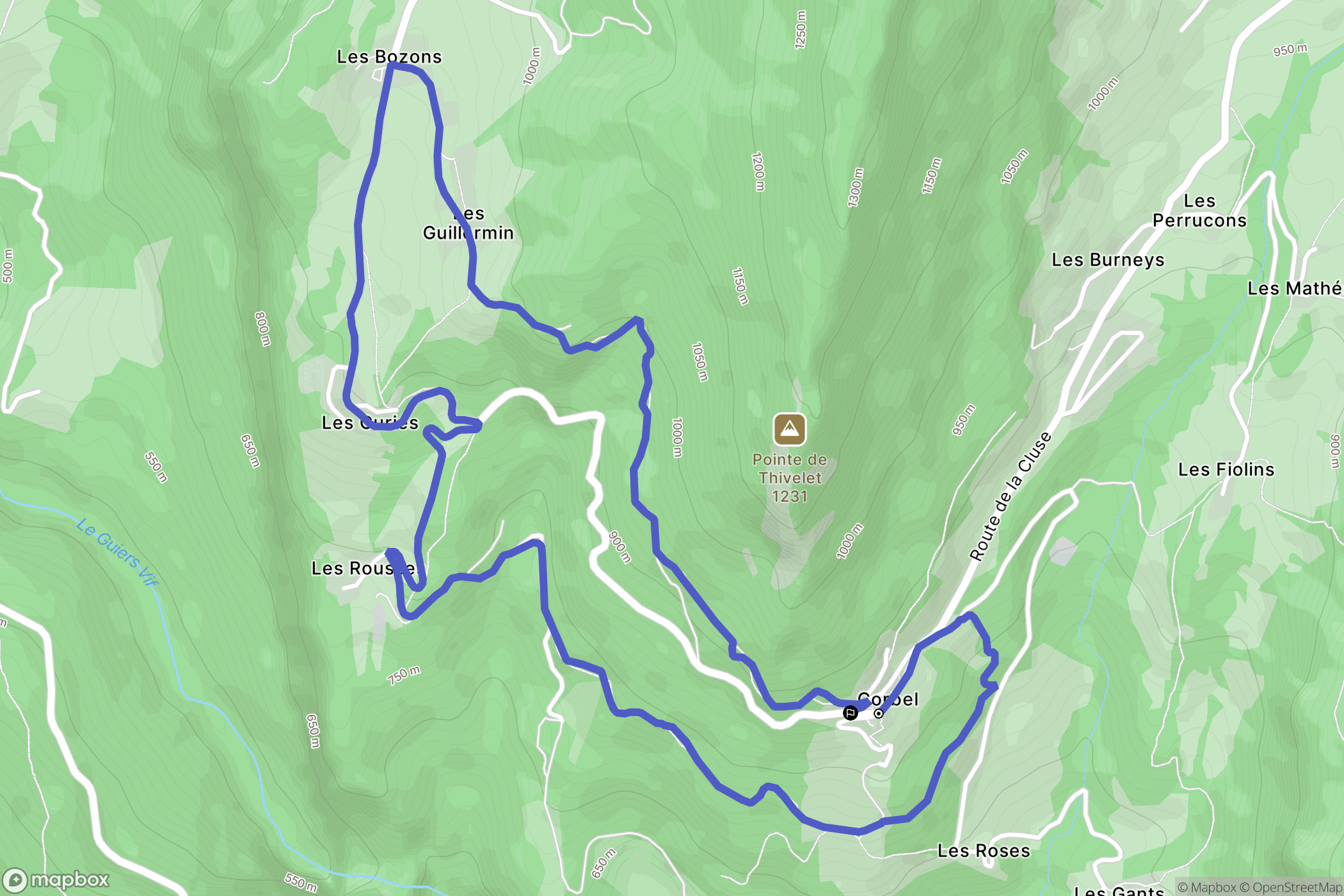 Corbel : carte du parcours de randonnée - France