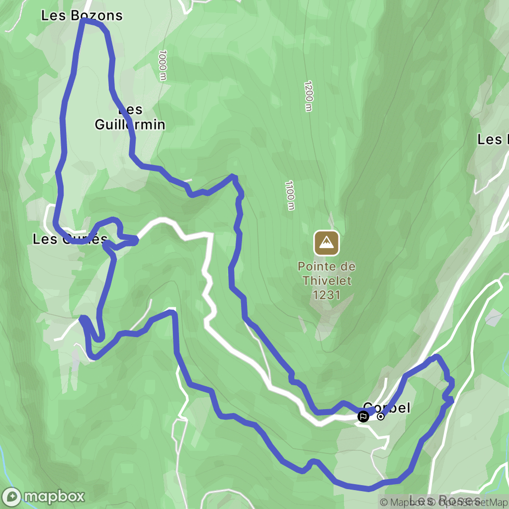 Corbel : carte du parcours de randonnée - France