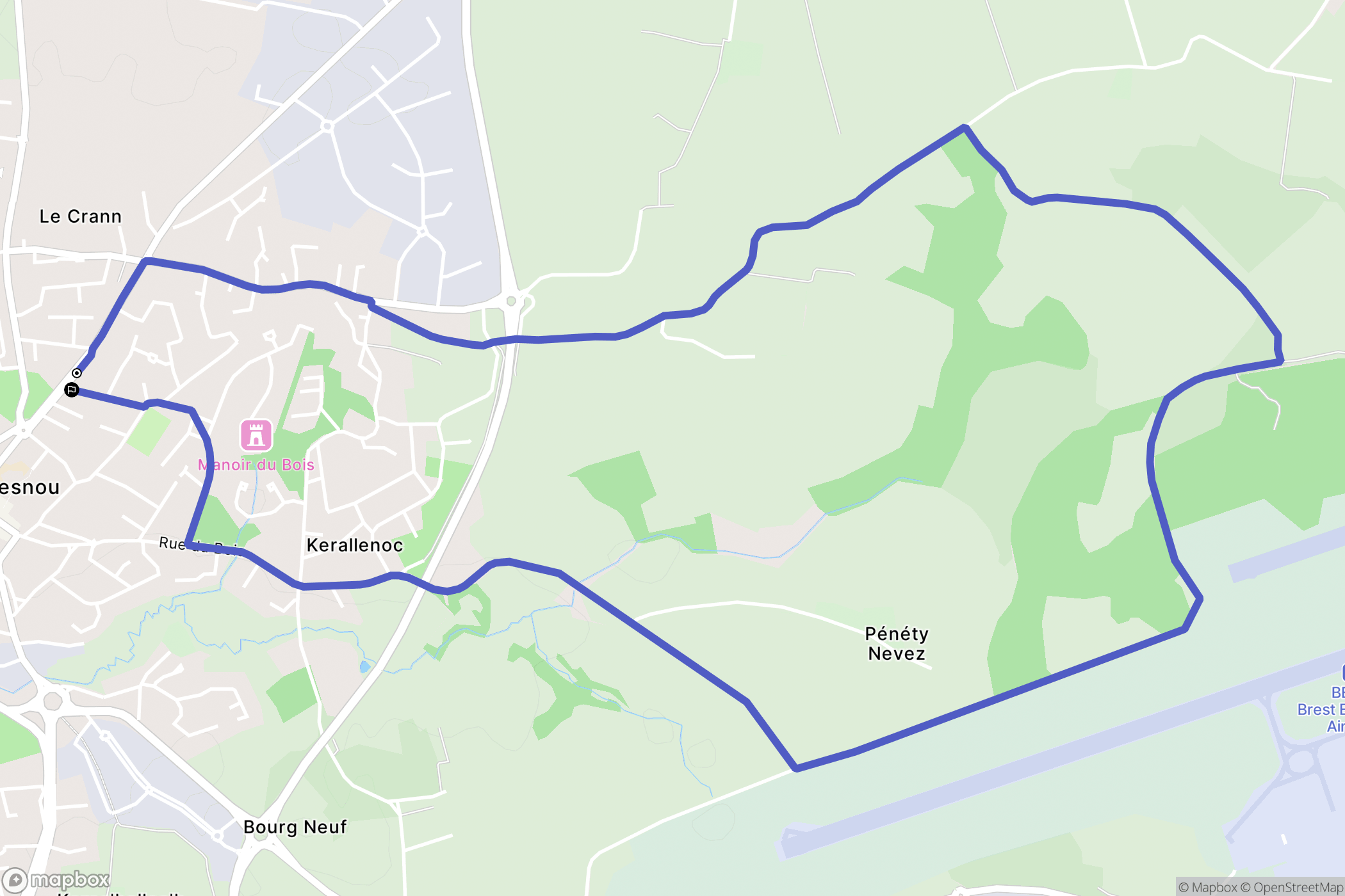 Gouesnou : carte du parcours de randonnée - France