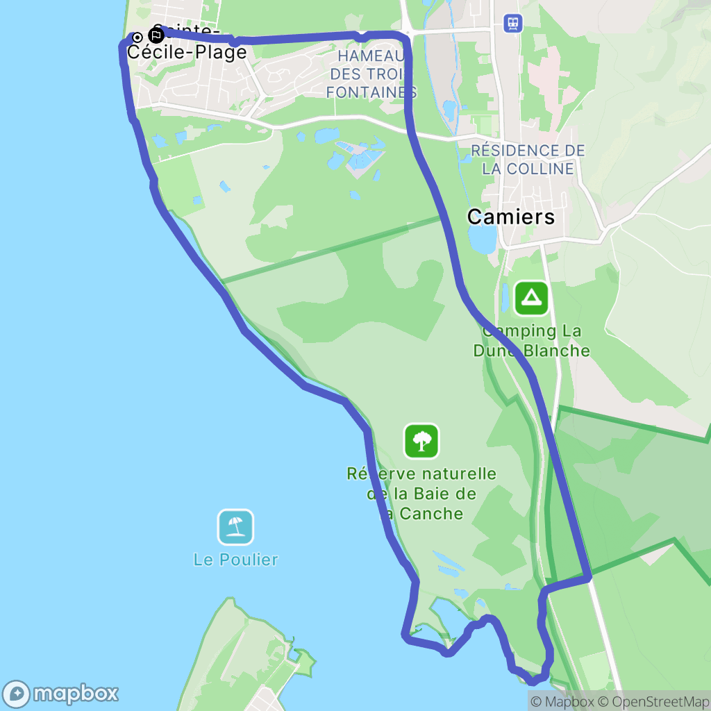 Camiers : carte du parcours de randonnée - France