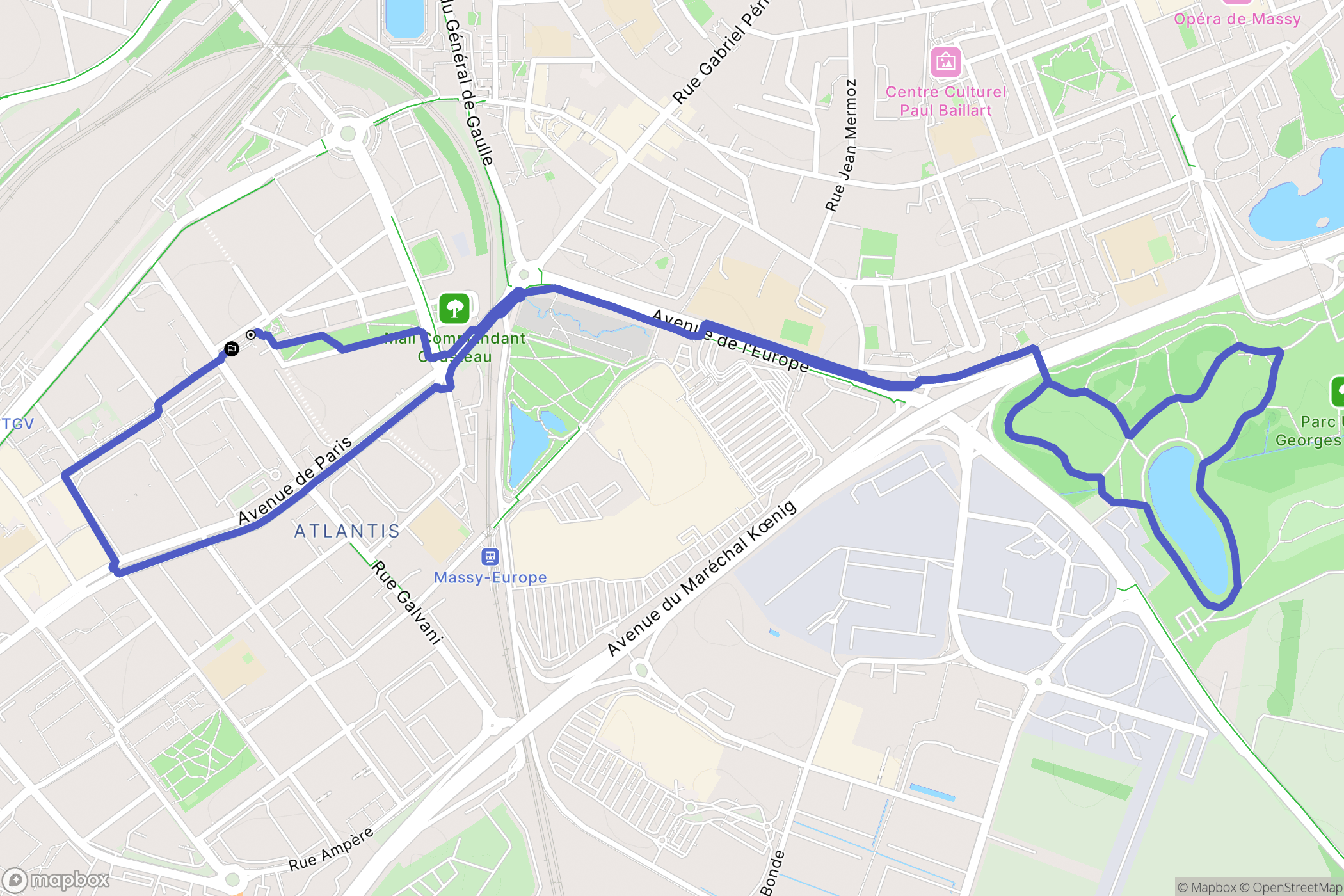 Massy : carte du parcours de randonnée - France