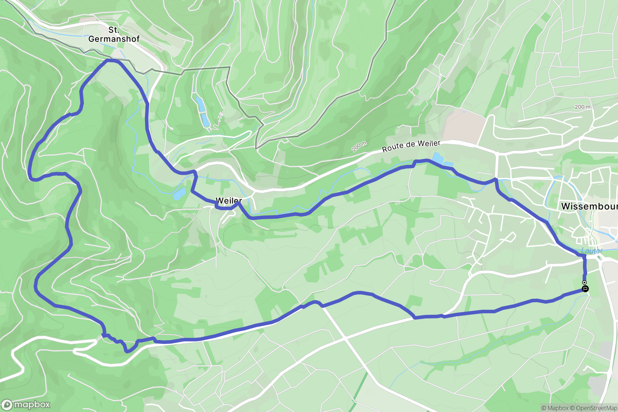 Wissembourg : carte du parcours de randonnée - France