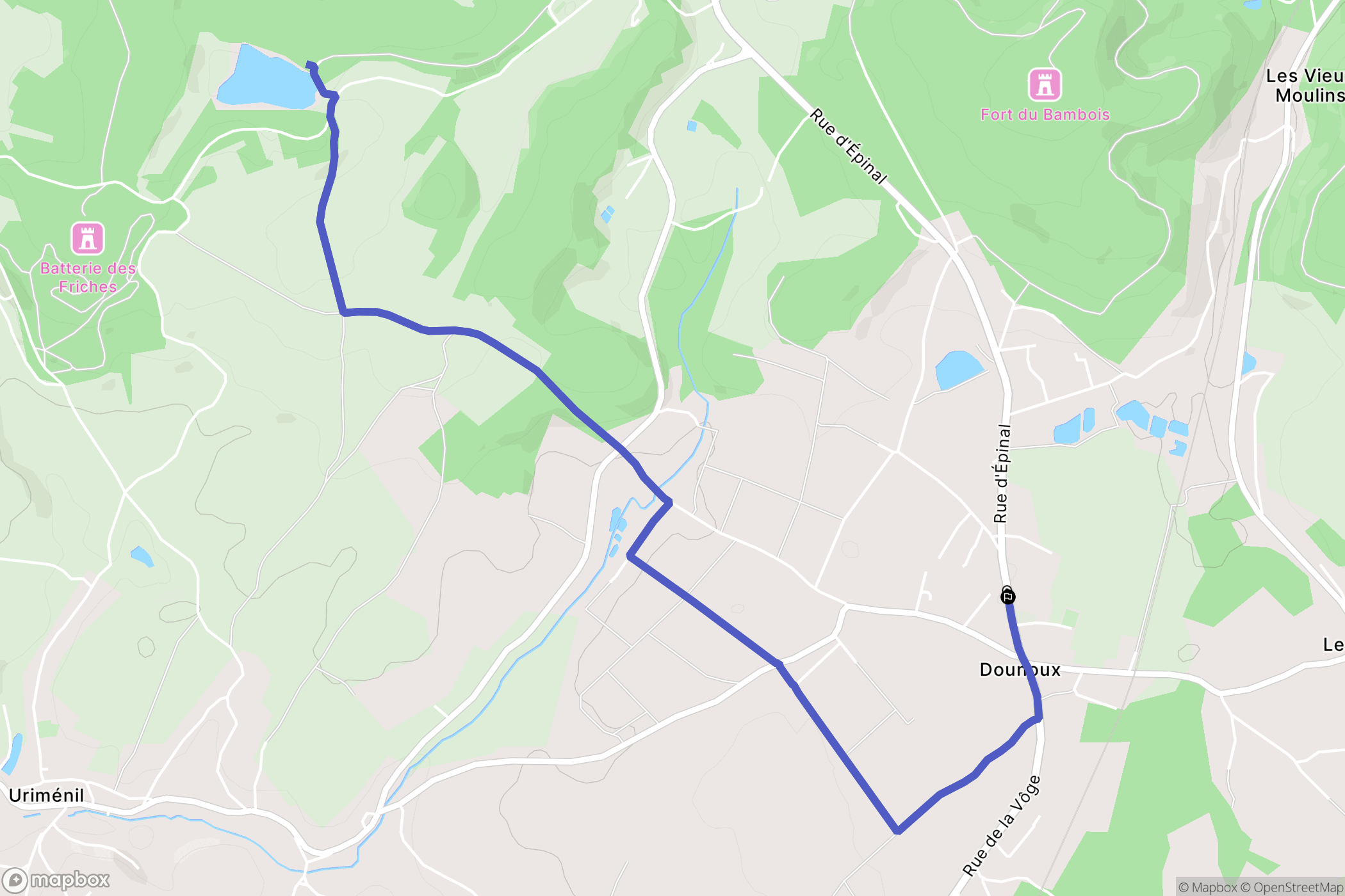 Dounoux : carte du parcours de randonnée - France