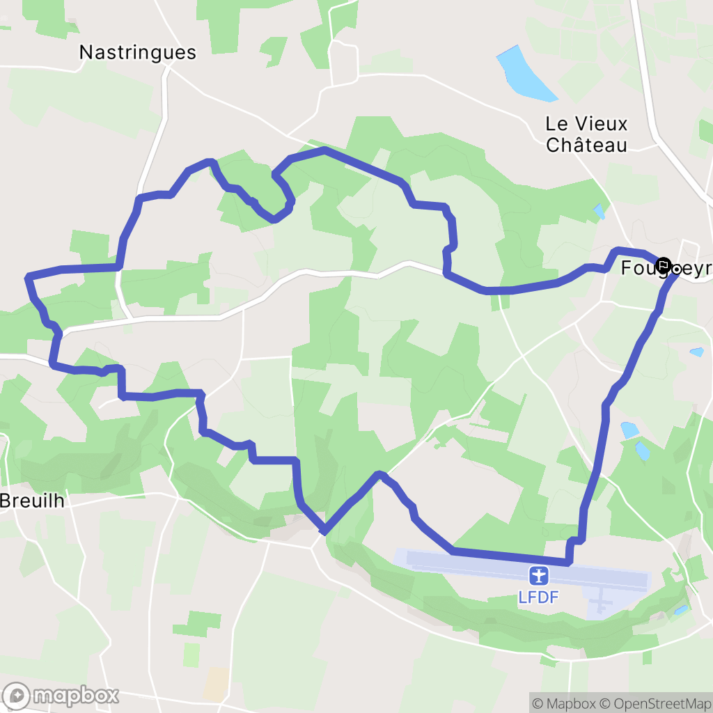 Fougueyrolles : carte du parcours de randonnée - France