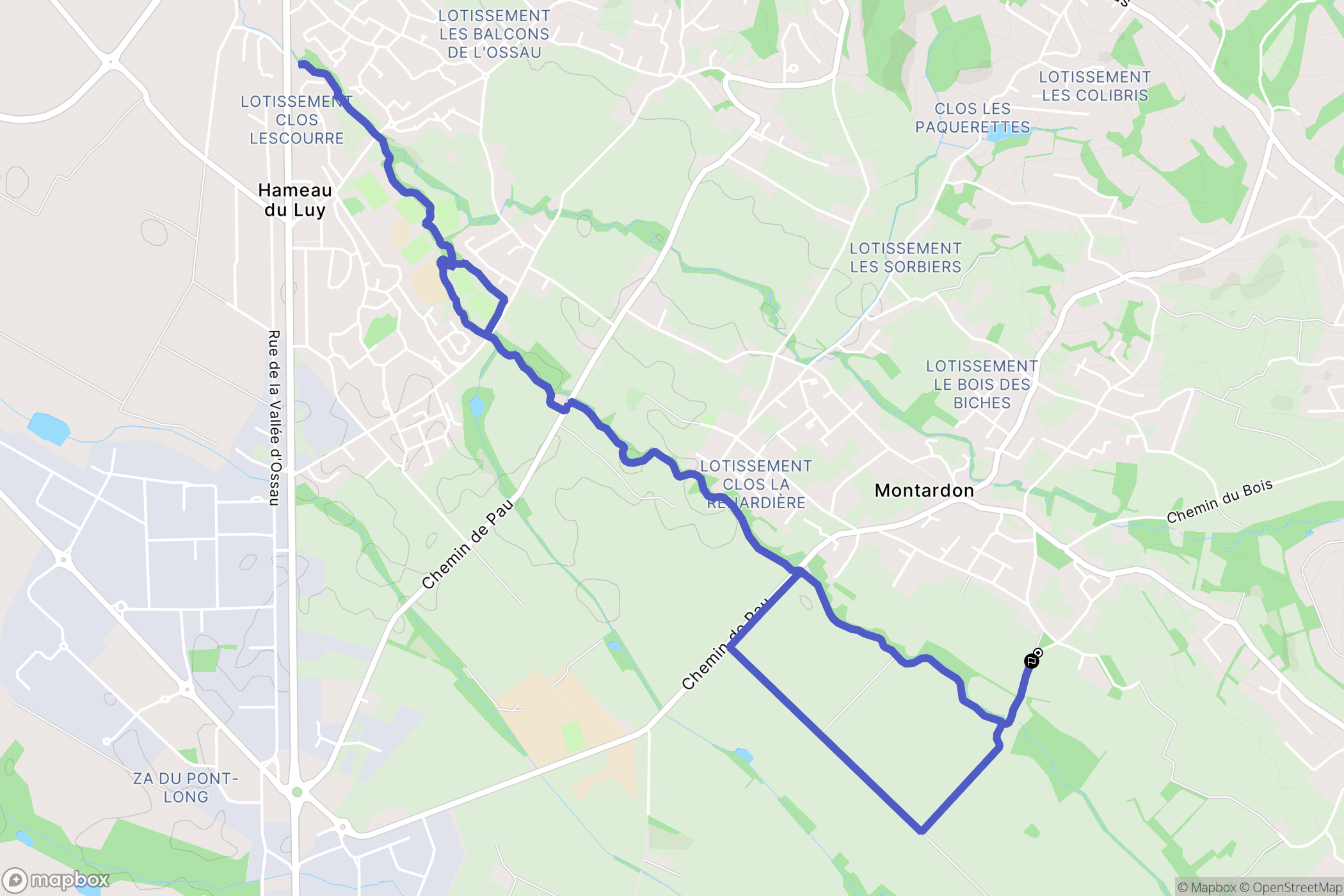 Montardon : carte du parcours de randonnée - France