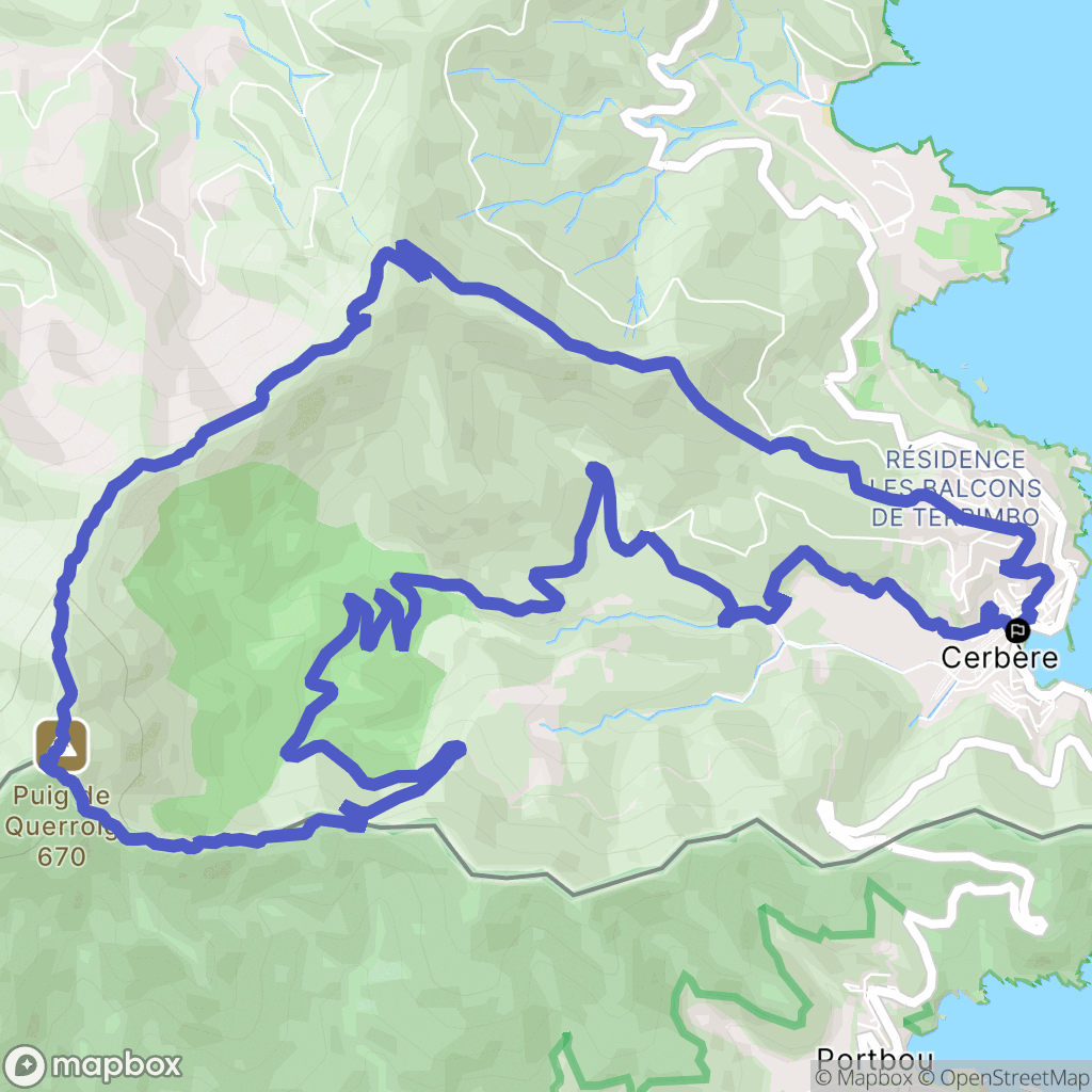 Cerbère : carte du parcours de randonnée - France
