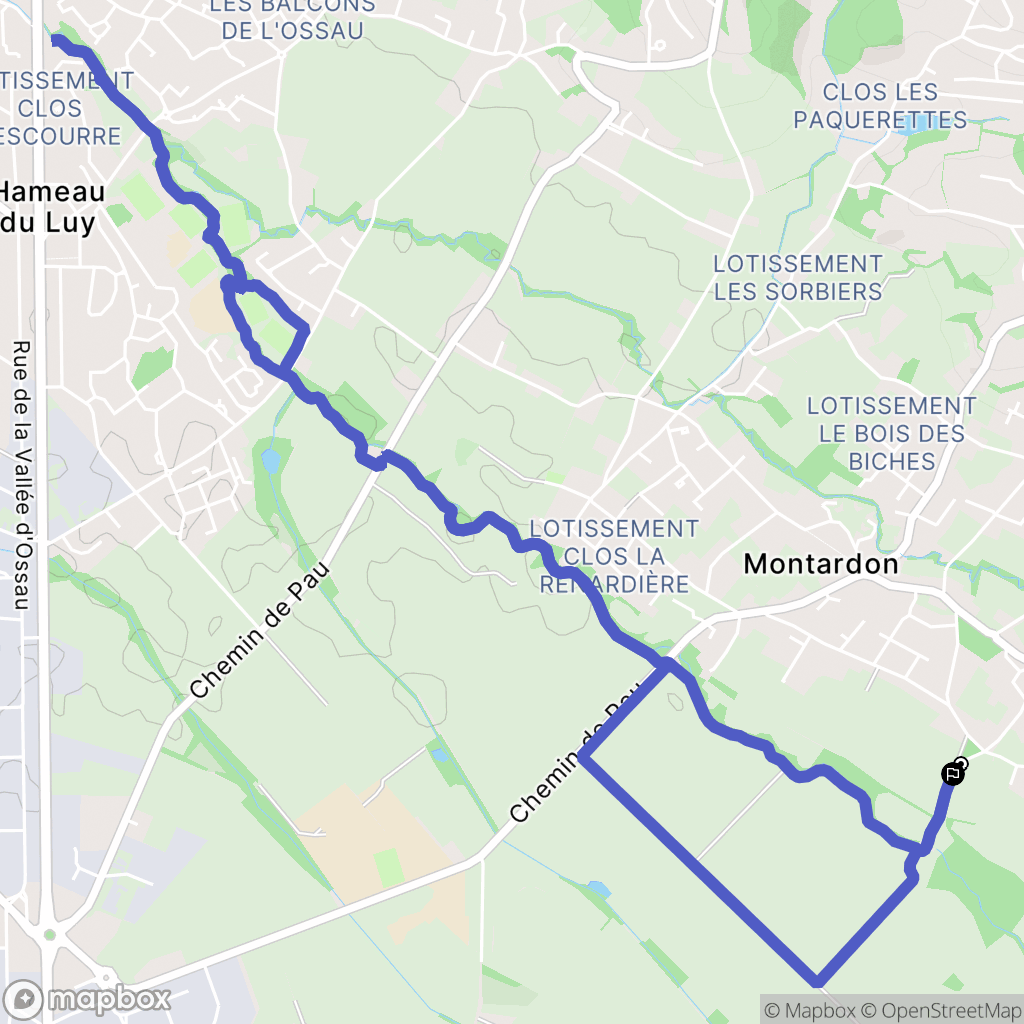 Montardon : carte du parcours de randonnée - France
