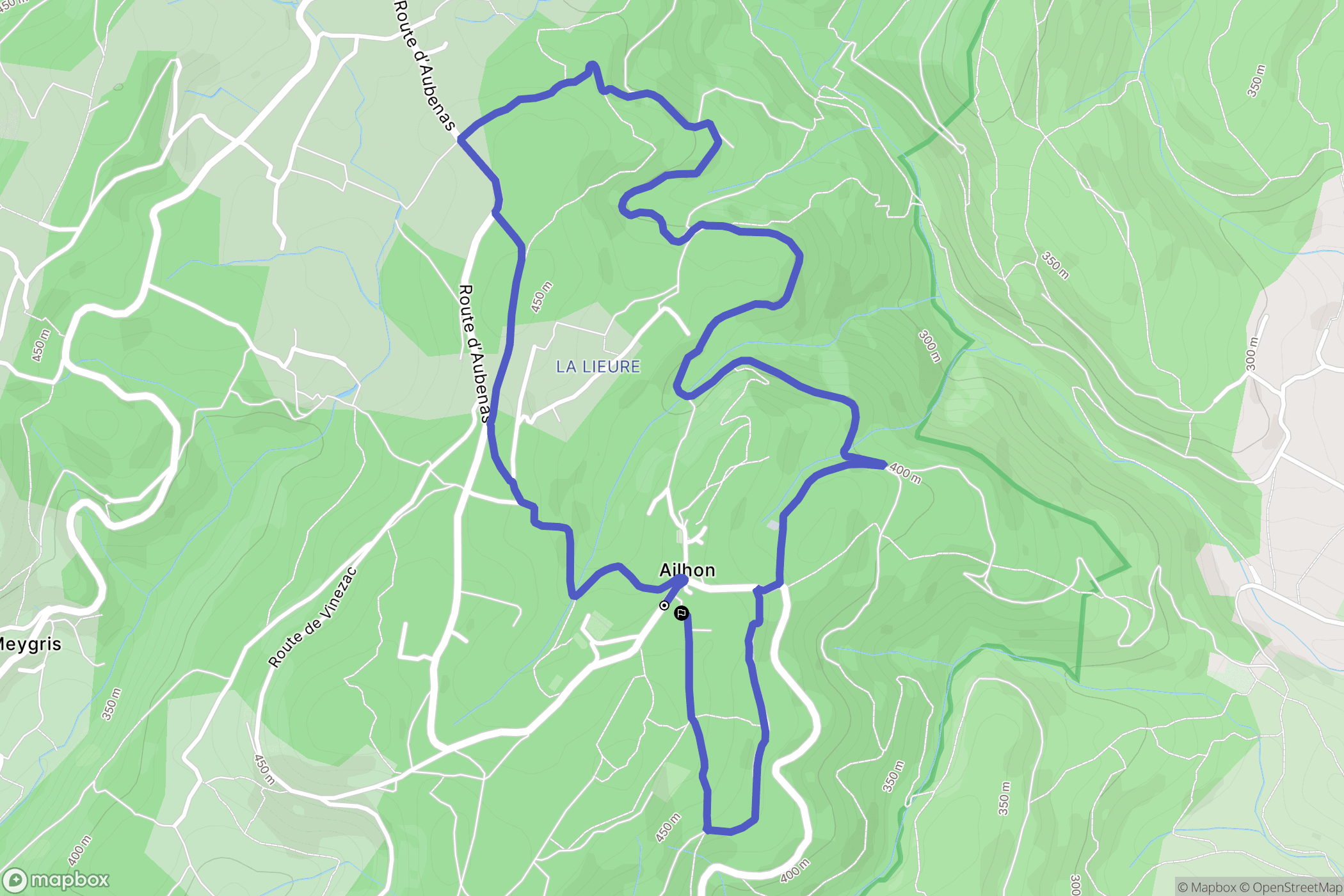 Ailhon : carte du parcours de randonnée - France