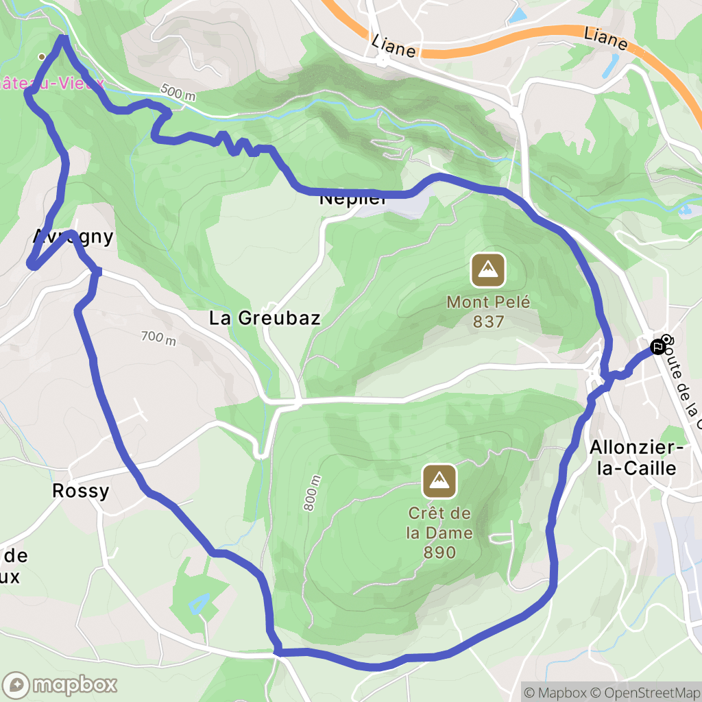 Allonzier-la-Caille : carte du parcours de randonnée - France