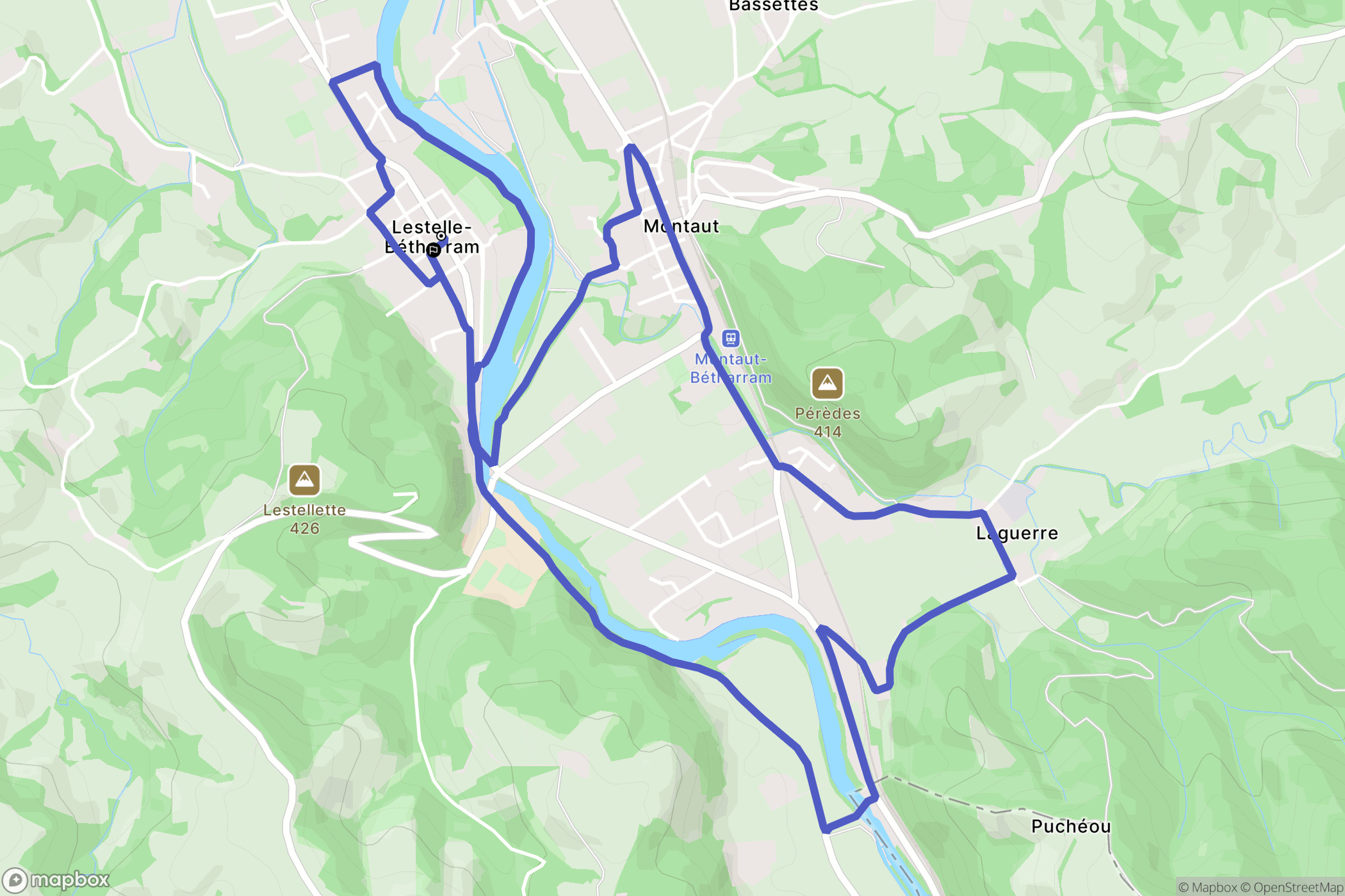 Lestelle-Bétharram : carte du parcours de randonnée - France