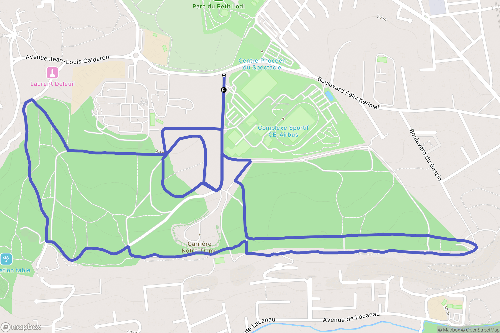 Marignane : carte du parcours de randonnée - France