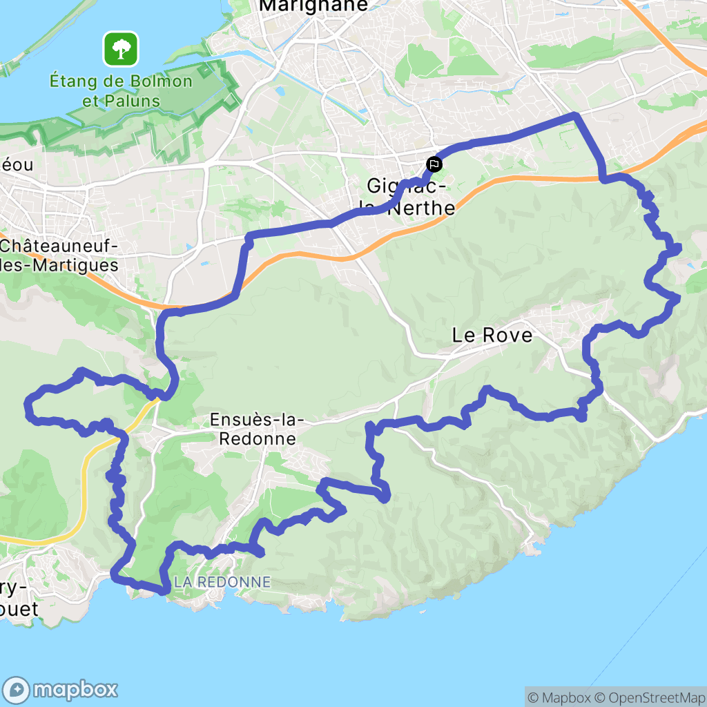Gignac -la - Nerthe : carte du parcours de randonnée - France