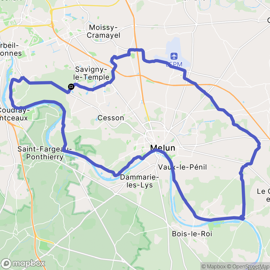 Nandy : carte du parcours de randonnée - France