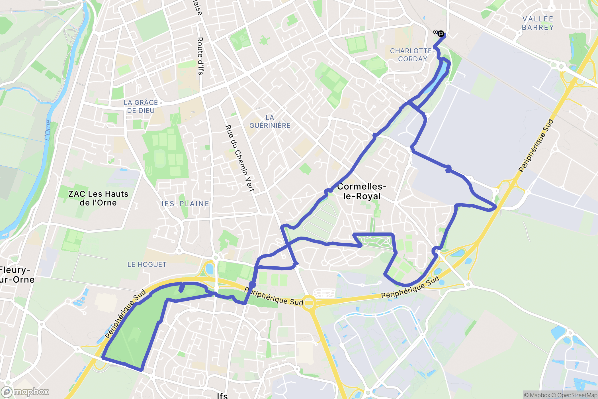 Mondeville : carte du parcours de randonnée - France