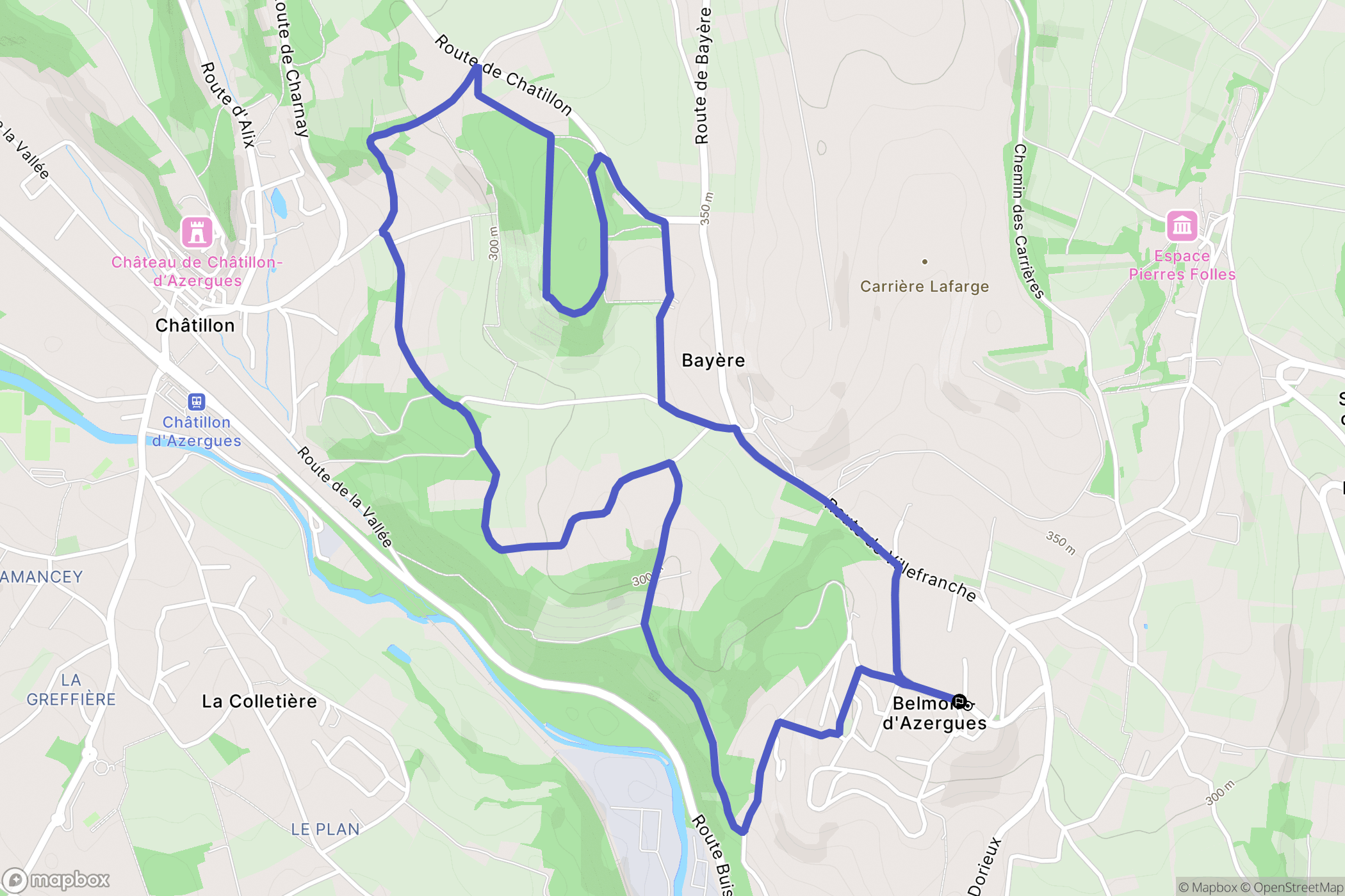Belmont-d'Azergues : carte du parcours de randonnée - France