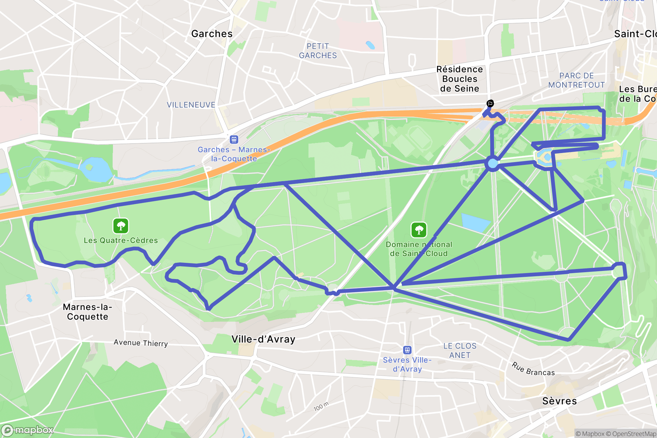 Saint-Cloud : carte du parcours de randonnée - France