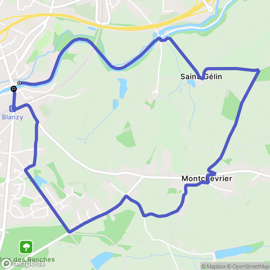 Blanzy : carte du parcours de randonnée - France