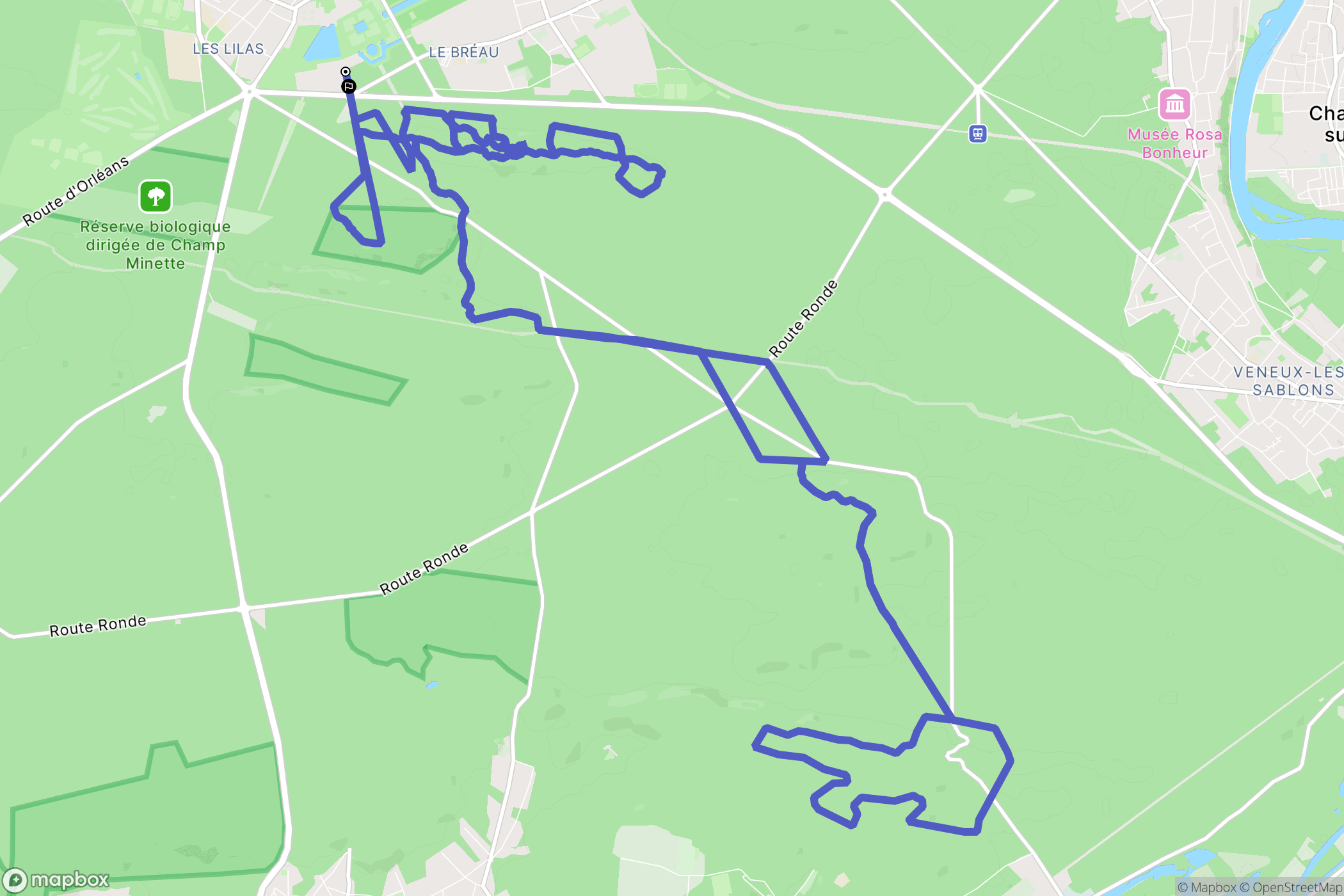 Fontainebleau : carte du parcours de randonnée - France