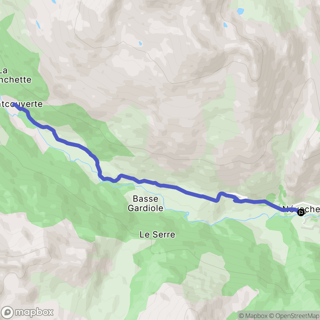 Névache : carte du parcours de randonnée - France