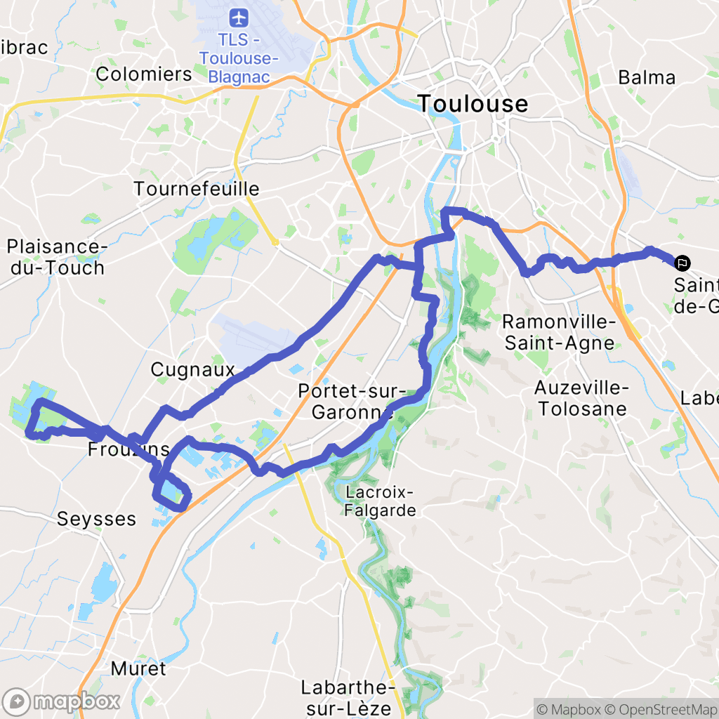 Saint-Orens-de-Gameville : carte du parcours de randonnée - France