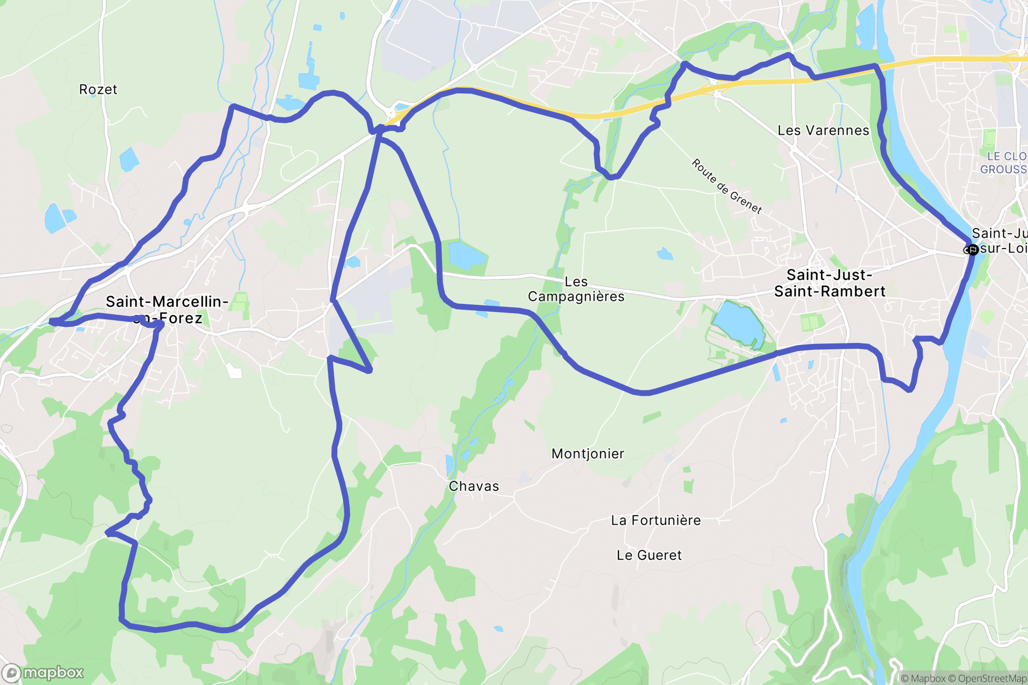 Saint-Just-Saint-Rambert : carte du parcours de randonnée - France
