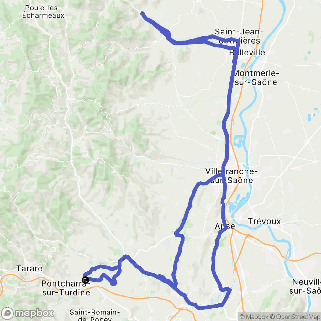 Vindry-sur-Turdine : carte du parcours de randonnée - France