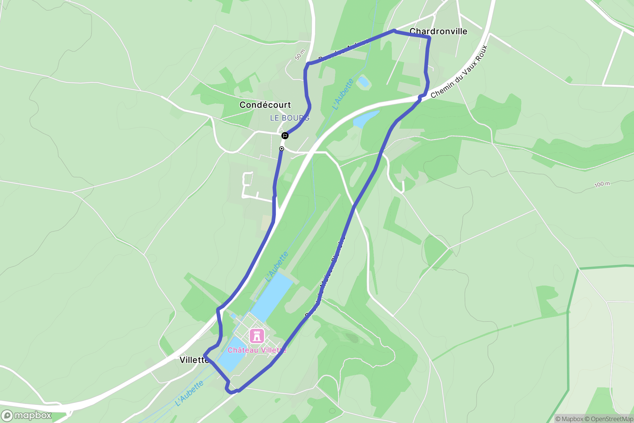 Condécourt : carte du parcours de randonnée - France