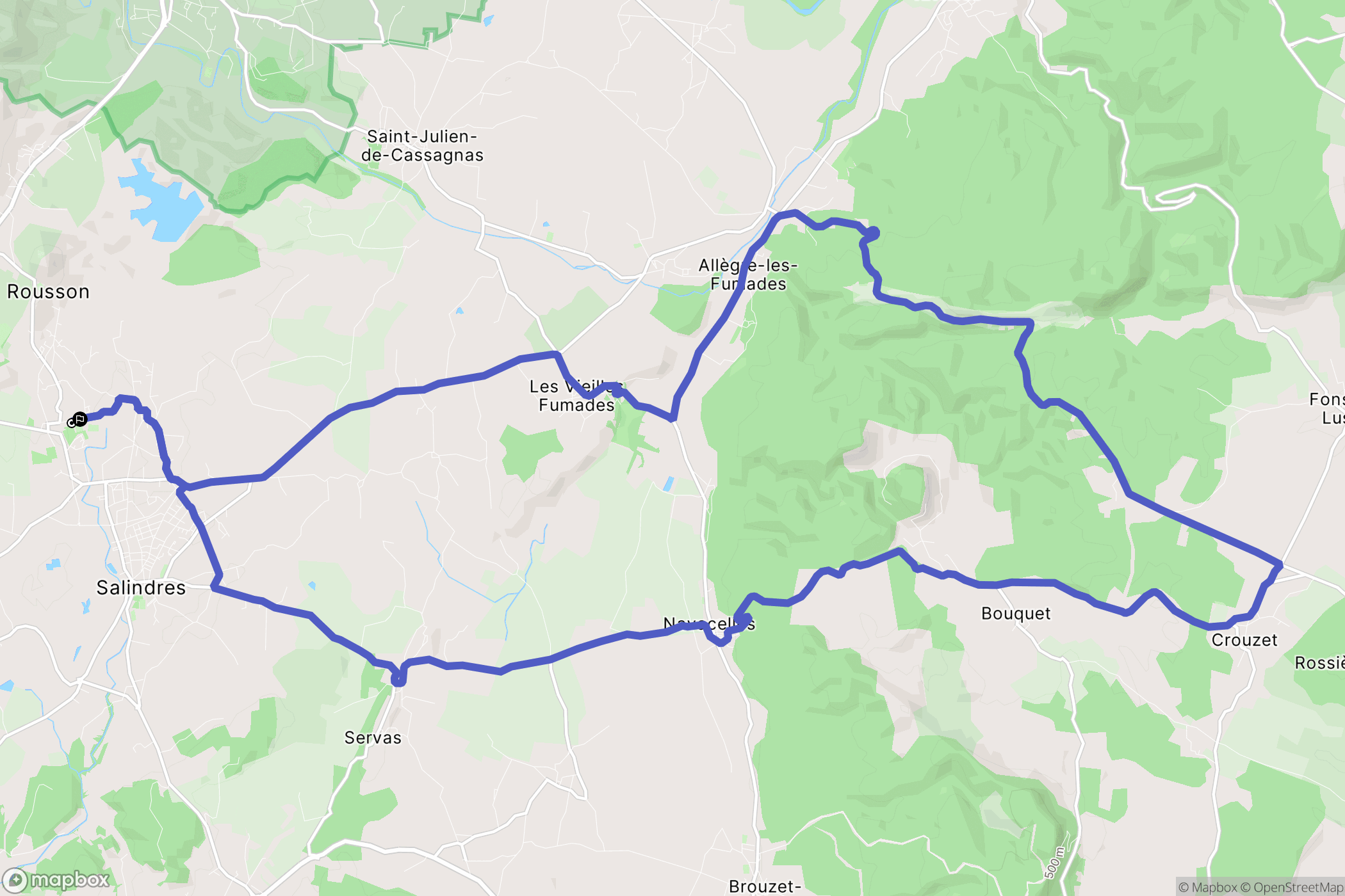Rousson : carte du parcours de randonnée - France