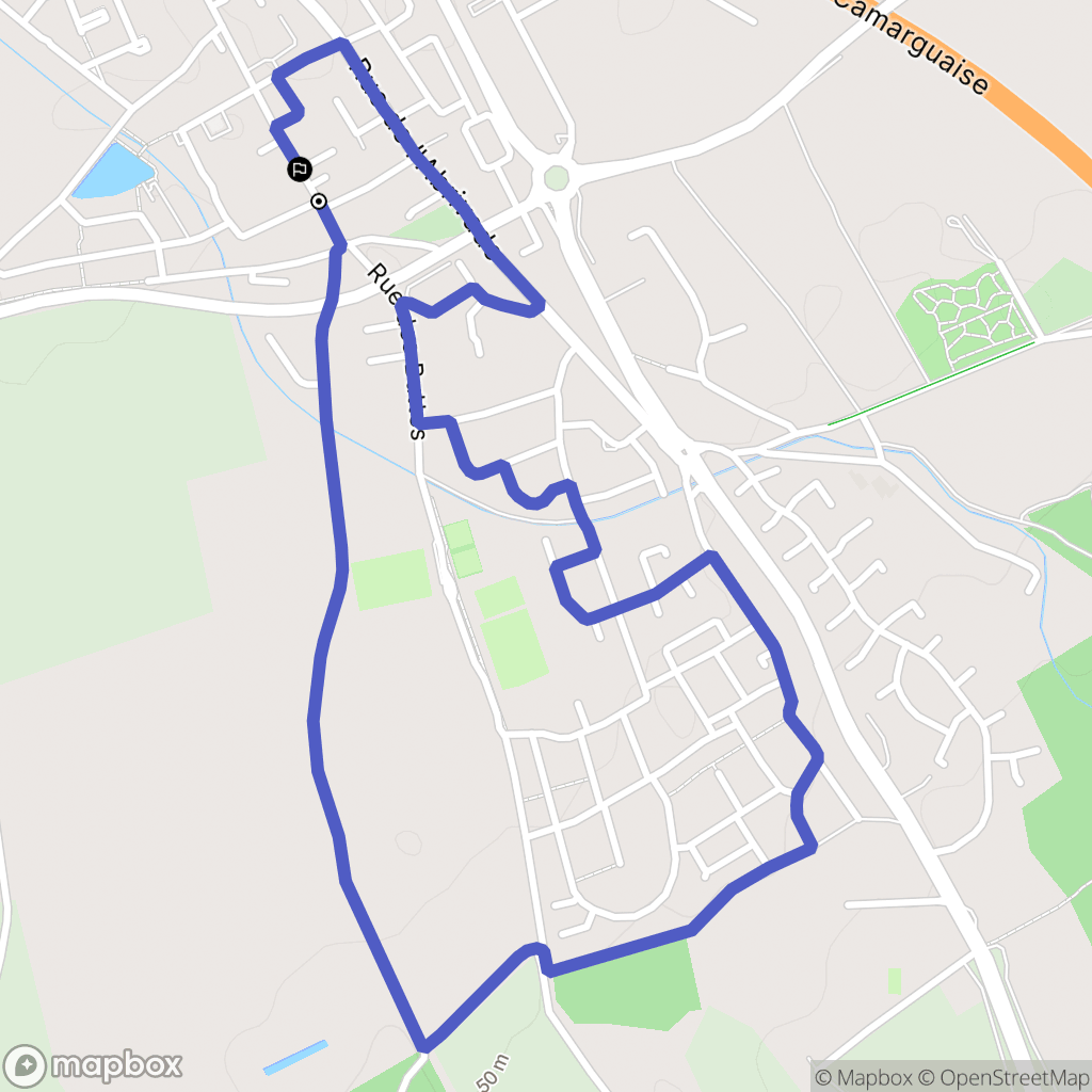 Caissargues : carte du parcours de randonnée - France